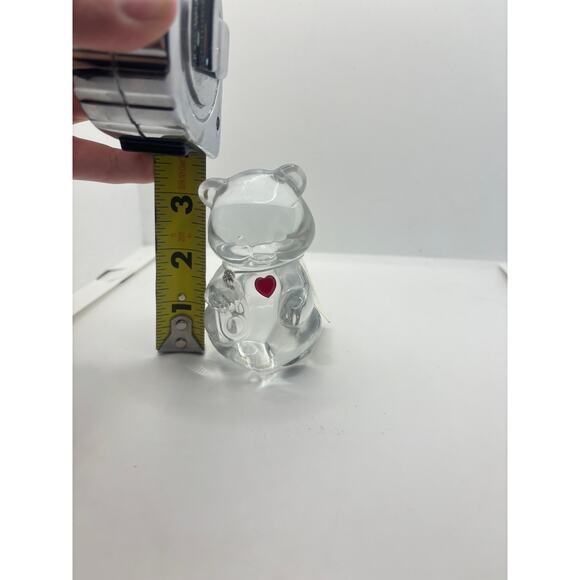 Fenton Clear Glass Birthstone Bear Red Heart July USA With Tag - Picture 4 of 5